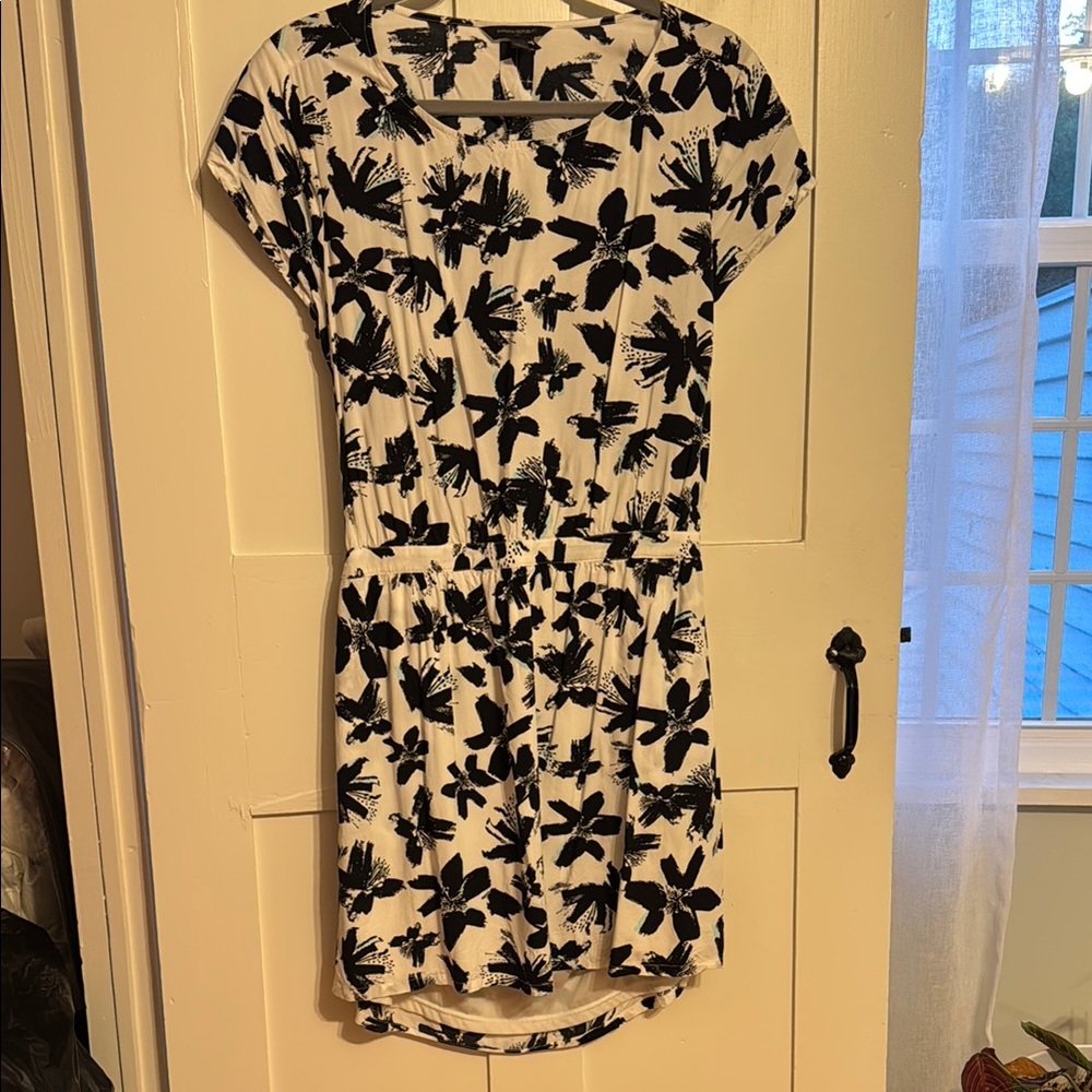 Banana Republic Black and White Mini Sundress with Raglan Sleeves